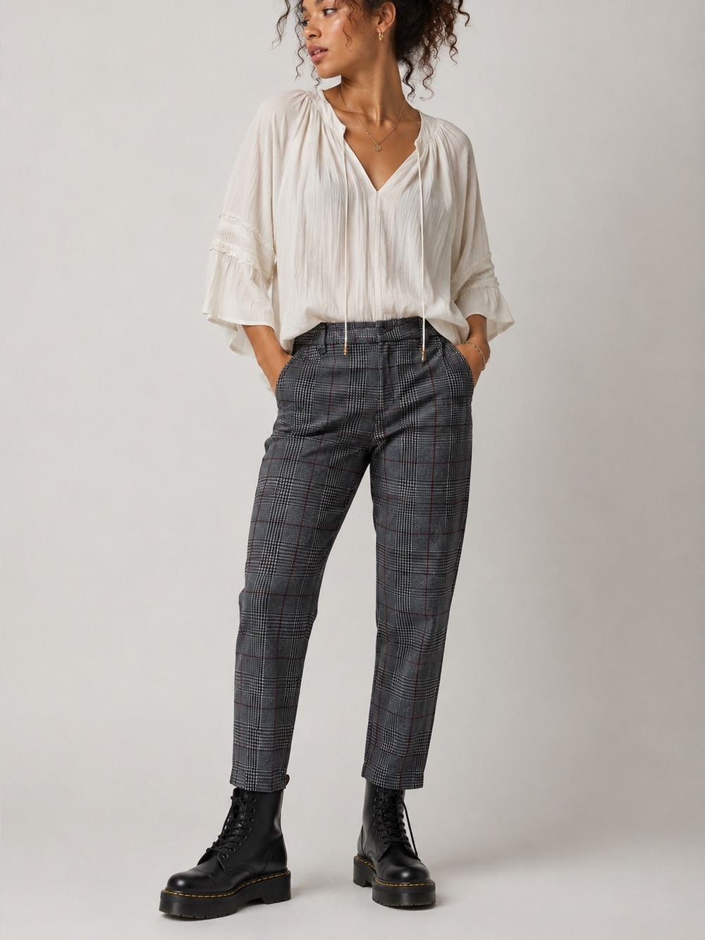 Kut from the Kloth Black and Gray Checkered Pants